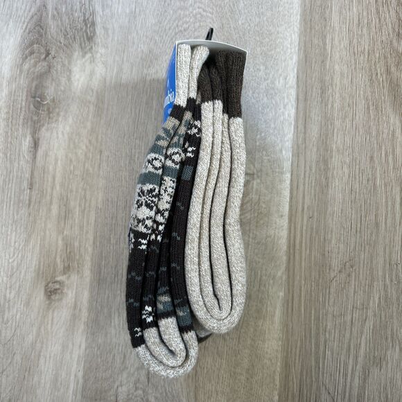 Columbia Fleece Lined Thermal Crew Socks 2Pk Brown Midweight Men’s Size 6-12 NWT - Picture 9 of 9